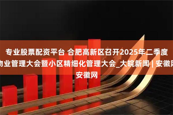 专业股票配资平台 合肥高新区召开2025年二季度物业管理大会暨小区精细化管理大会_大皖新闻 | 安徽网